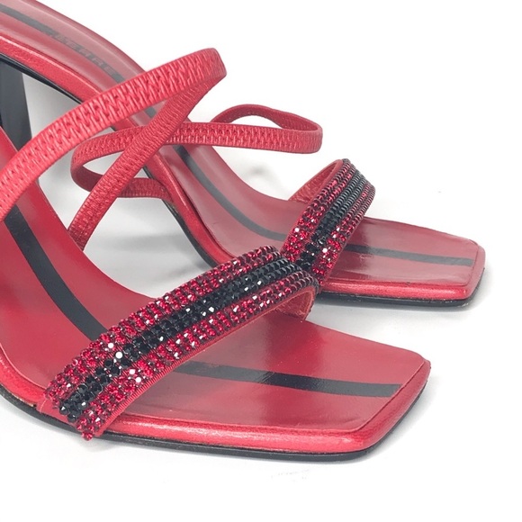 Lerre Heel Women’s 7.5 Cocktail Red Rhinestone Embellished Sleek Black Sleek - Picture 5 of 14